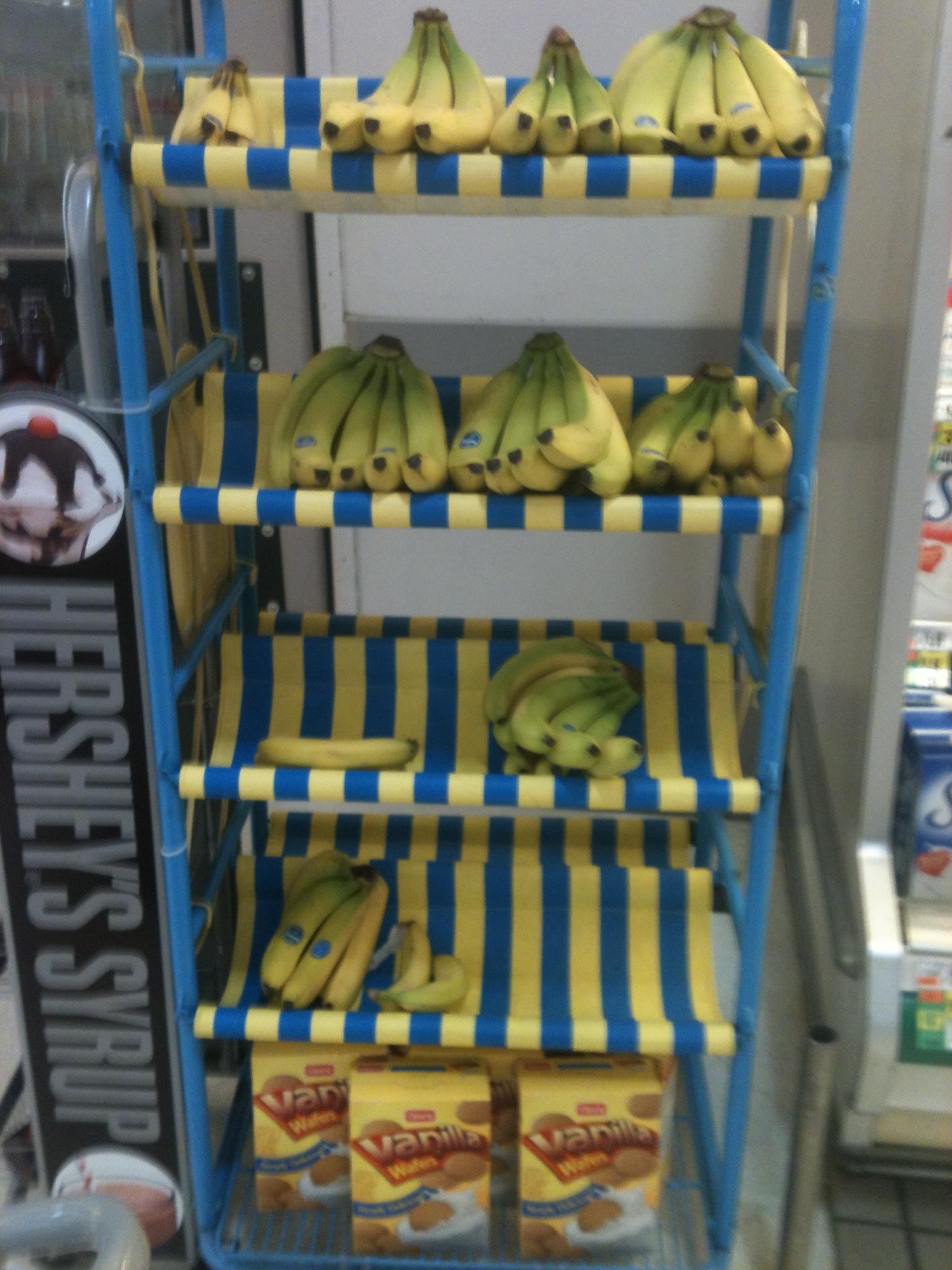 Grocery store used to display bananas in a banana hammock