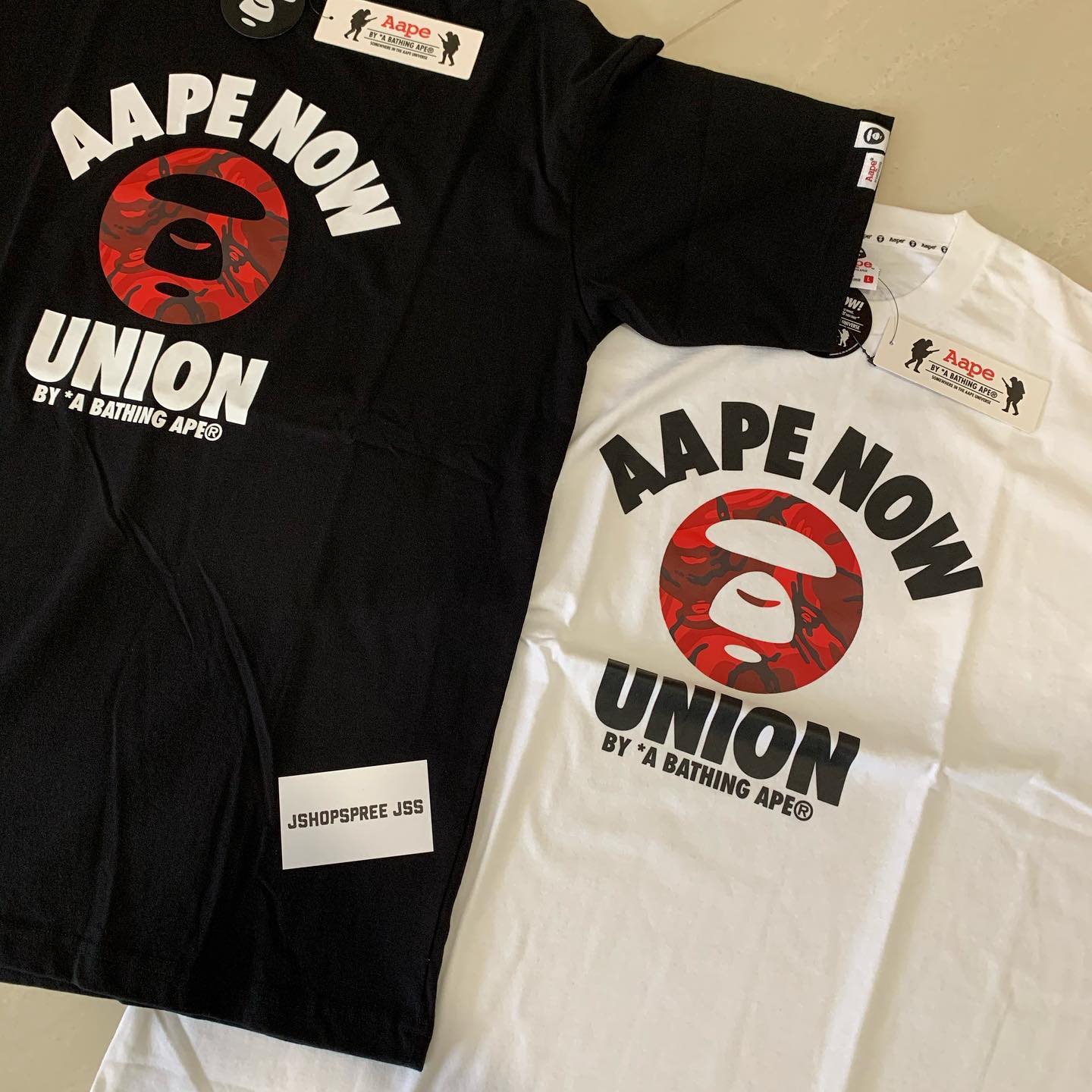 INSTOCK AAPE AAPE Now Union Tee stocked up in Black and White 