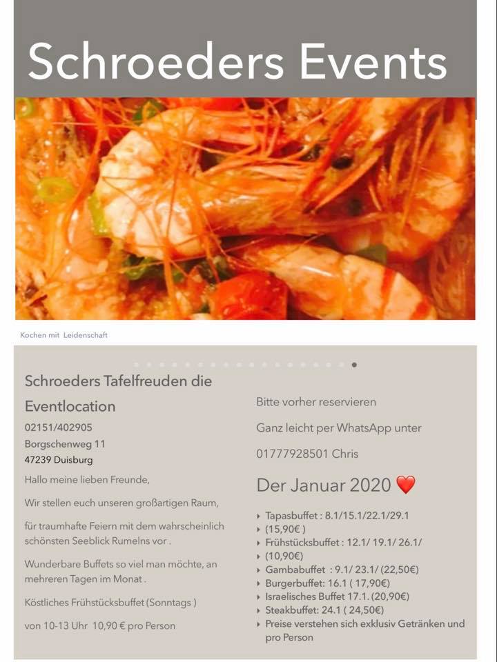 Schroeders Tafelfreuden Beitrage Duisburg Speisekarte