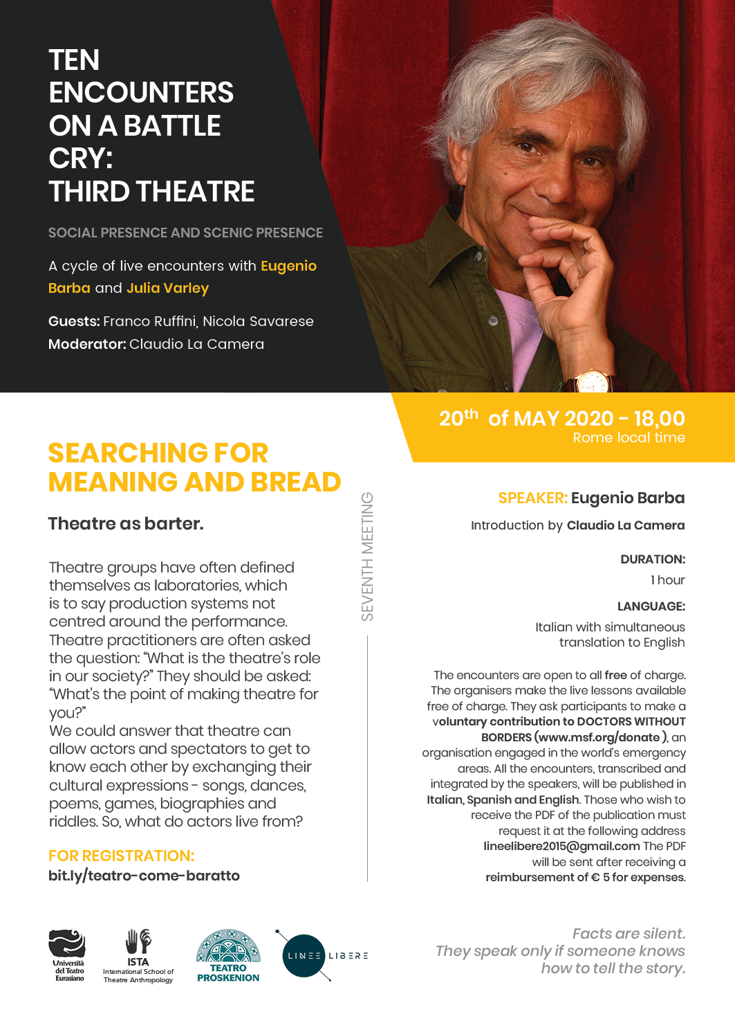 Odin Teatret - 🇬🇧 🔹 Join the LIVE webinar with Eugenio... | Facebook
