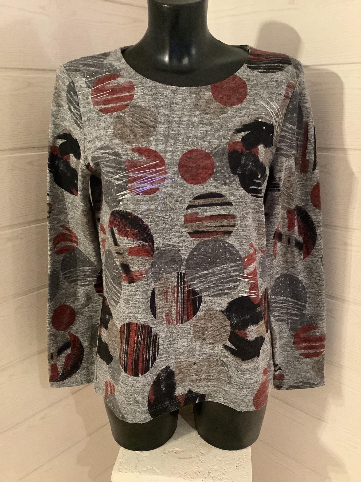 Haut Noir Affinités Armand Thiery Avec Motifs Géométriques – Taille 36/38, Manches Longues, Occasion TBE
