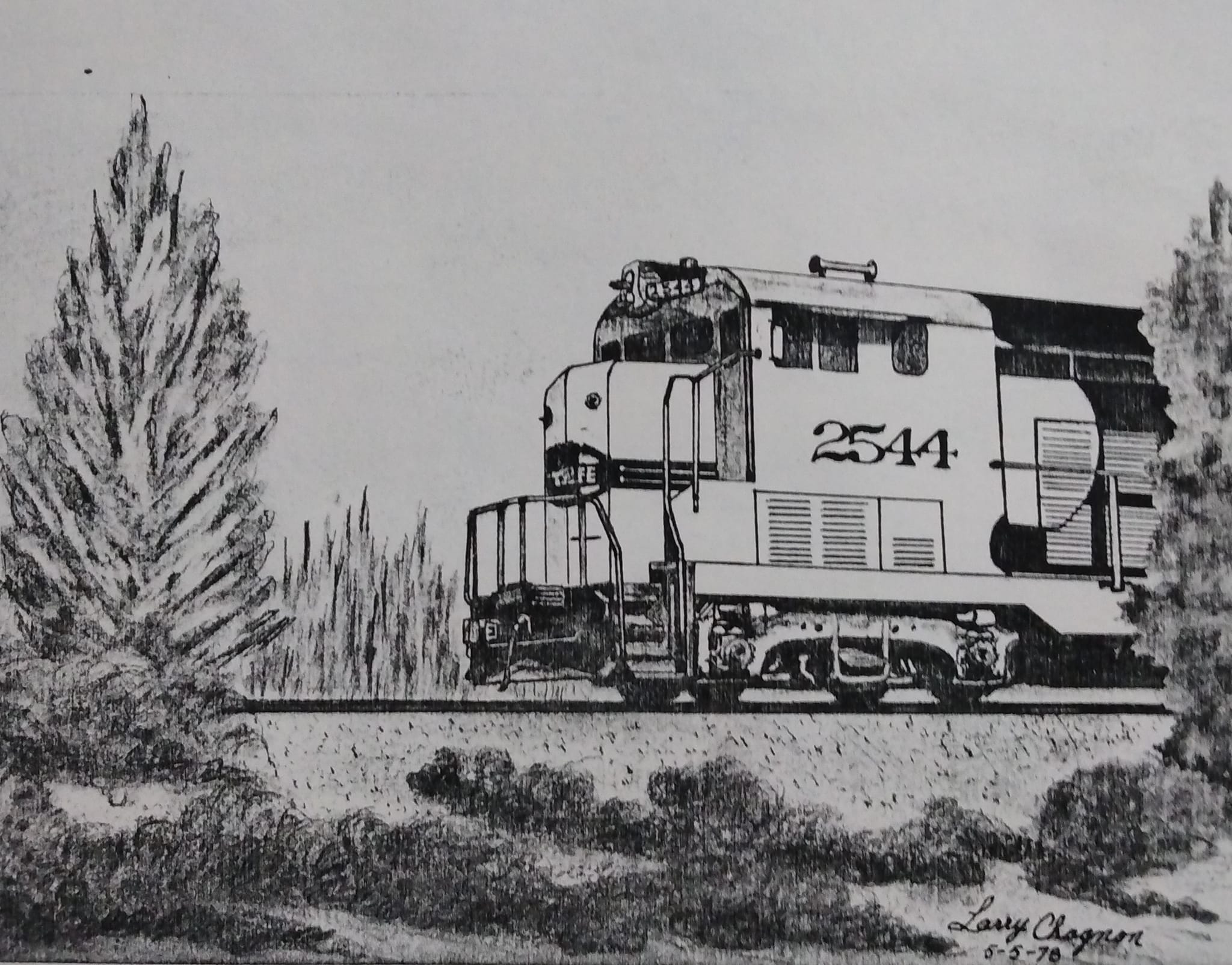 ATSF CF7 locomotive sketch