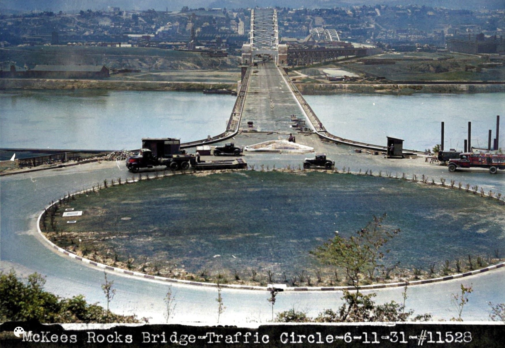 The Odd, - Wow! The McKees Rocks Bridge traffic circle in 1931. # ...