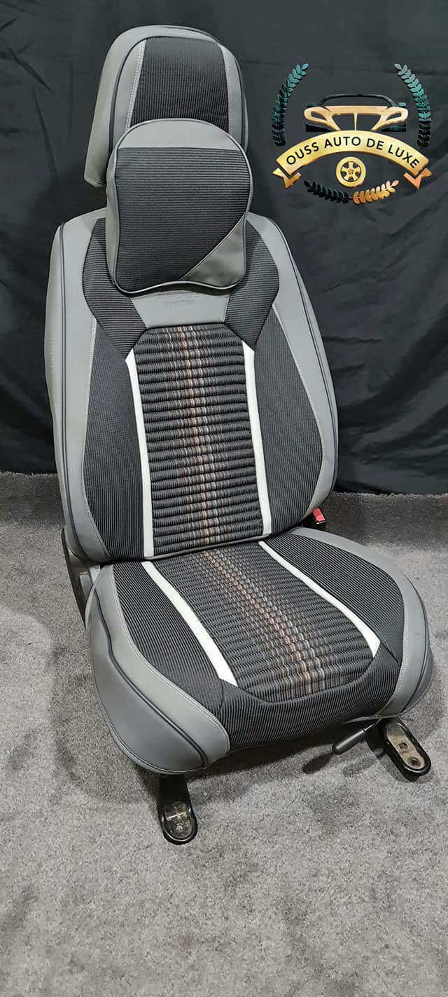 CA&T Cat FlexHybrid Lot De 2 Housses Sièges Voiture PU + Maille Respirante - Noir Cuir Synthétique