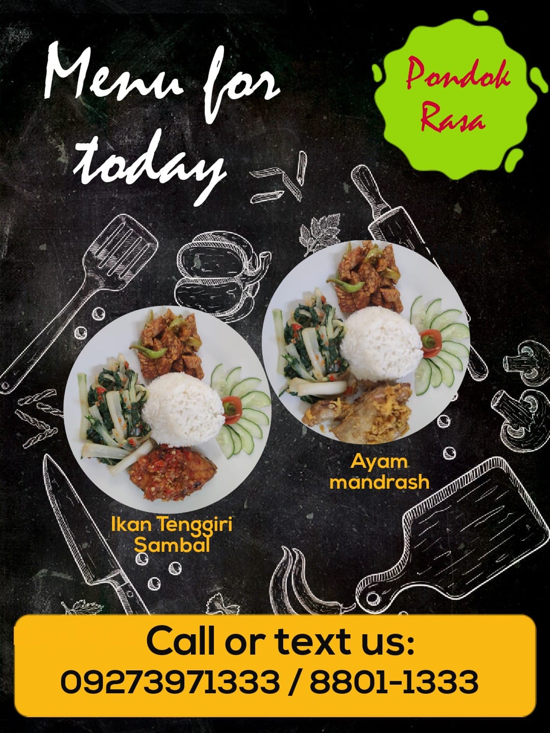 Pondok Rasa - Our Menu for today #ayammandras... | Facebook