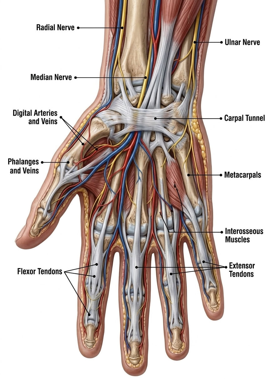 Human hand anatomy and functions