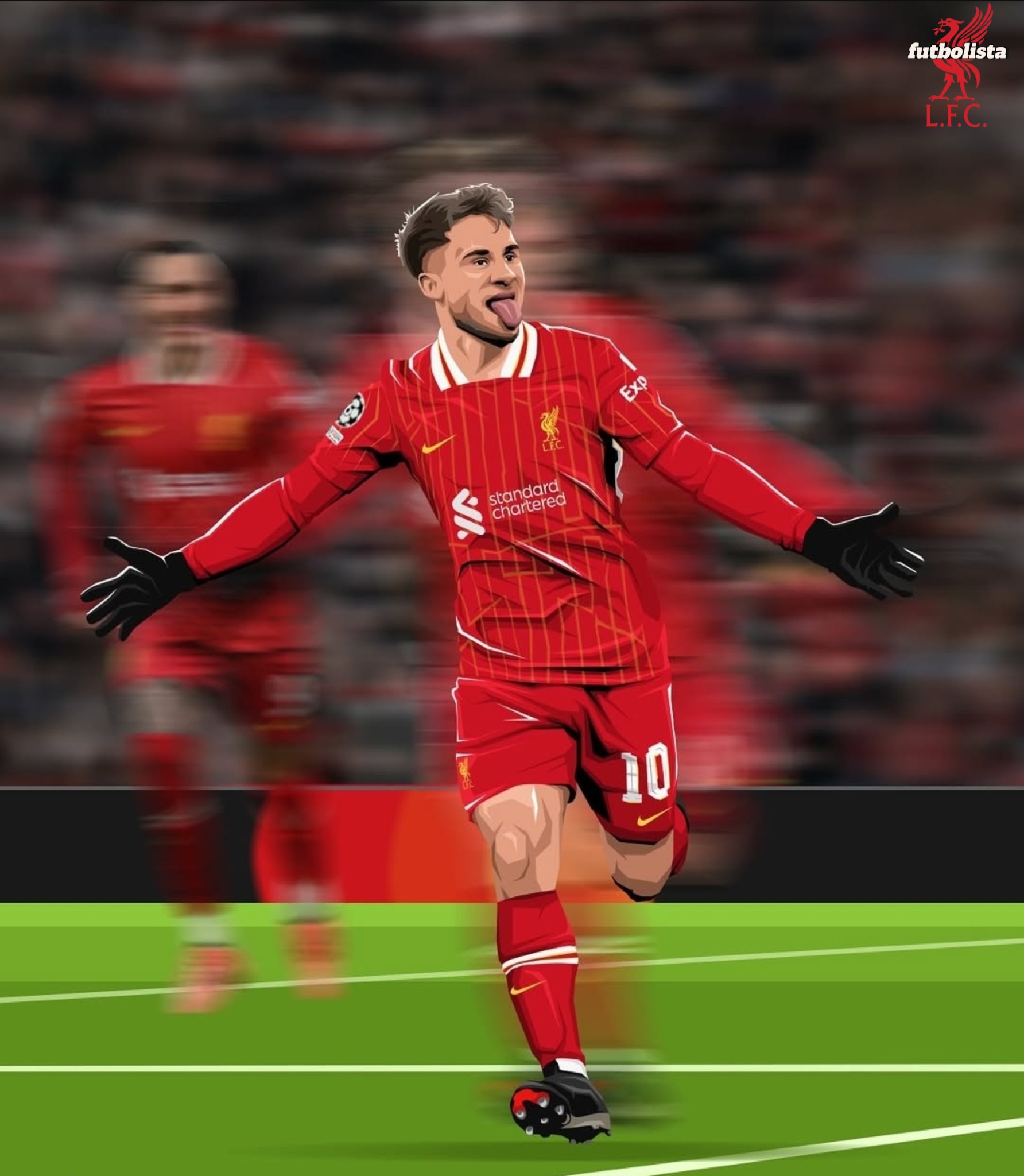 Number 10 Alexis Mac Allister rocking the new Liverpool home kit 