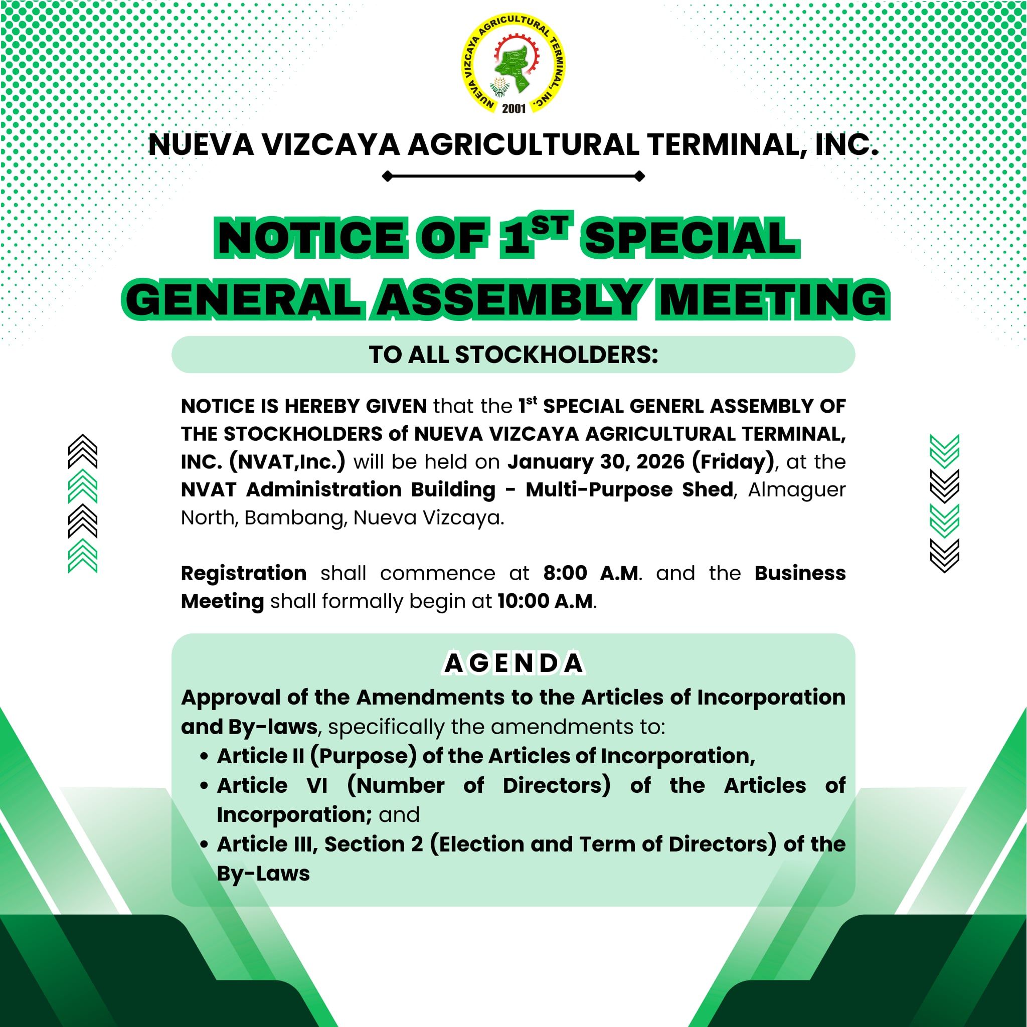 SPECIAL GENERAL ASSEMBLY MEETING