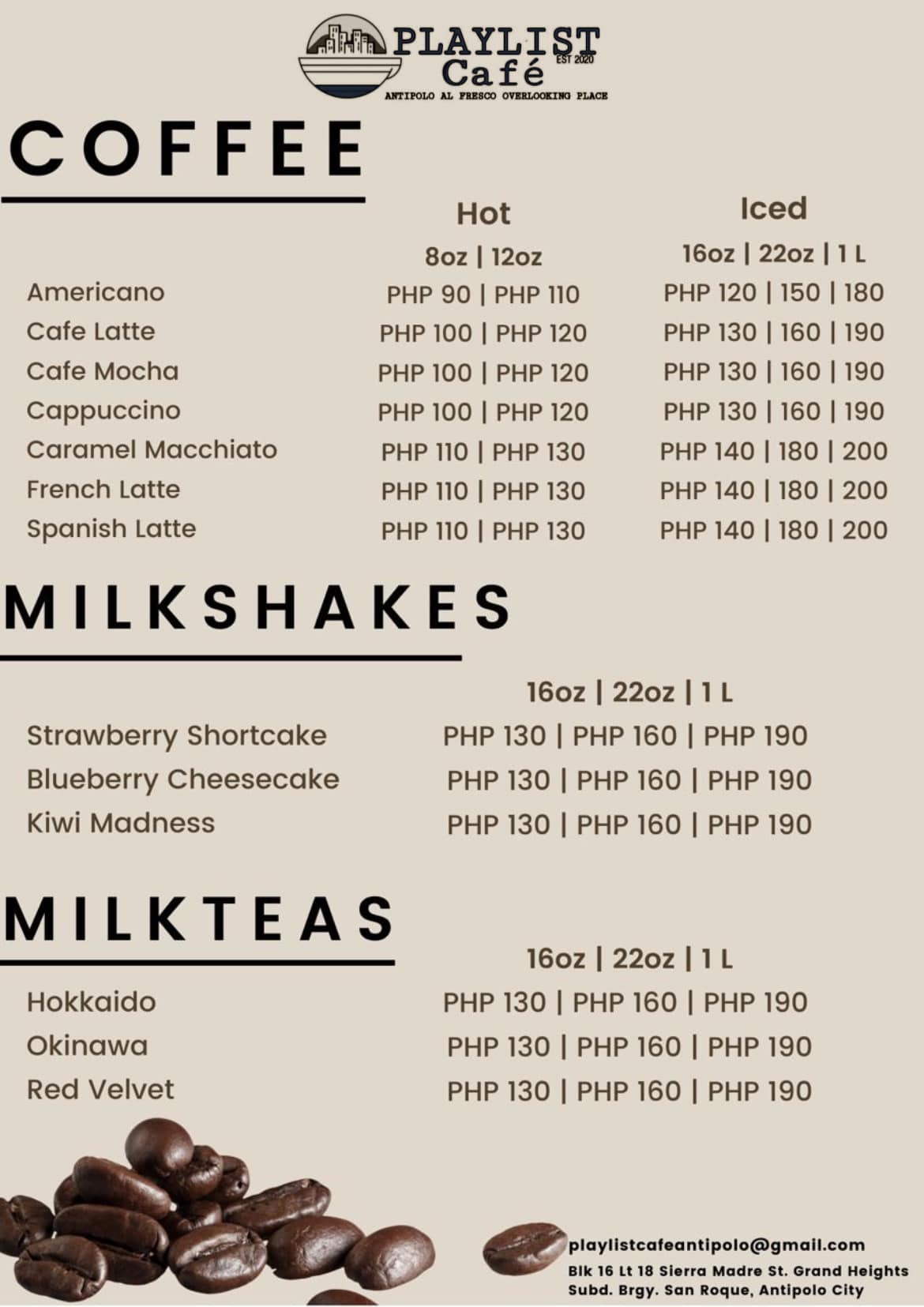 Playlist Cafe - Playlist Cafe Menu☕️🍴 We’re located at... | Facebook