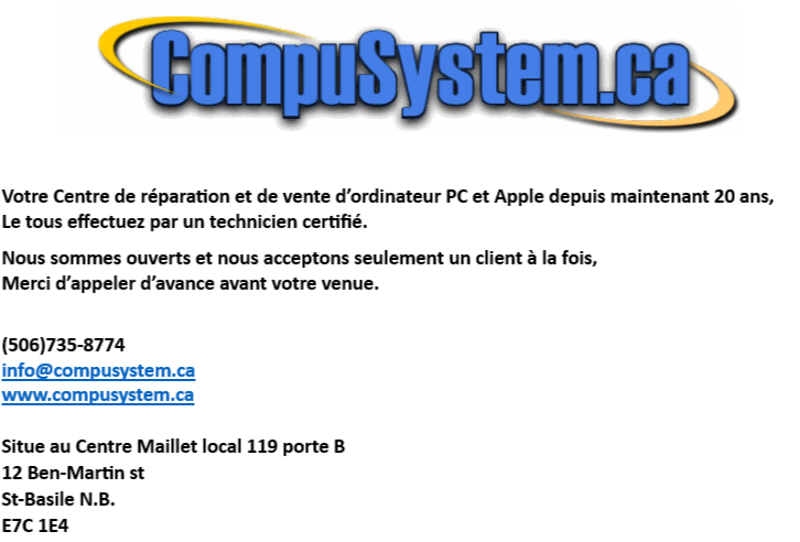 CompuSystem Edmundston NB 735-8774 | Edmundston NB