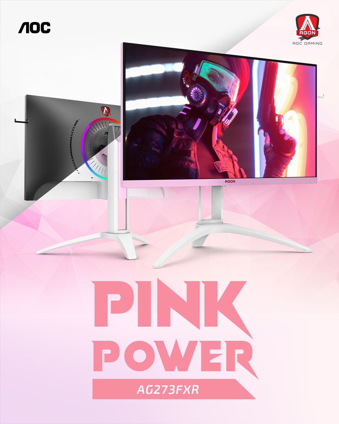 PRESTIGE. PLEASANT. PINK POWER. The AOC AGON AG273FXR embodies