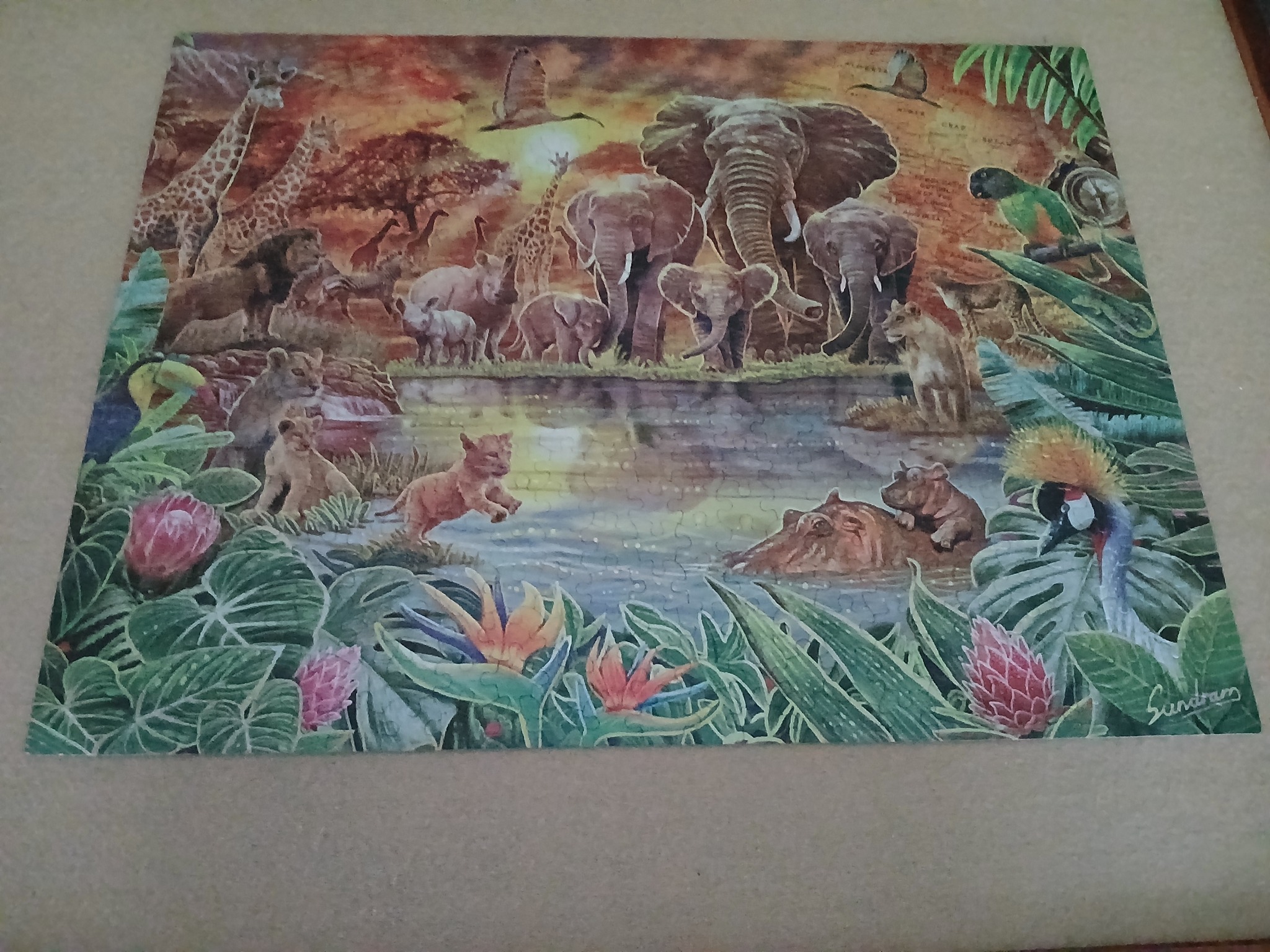 Ceaco Foil Jigsaw Puzzle - 'Watering Hole' By Steve Sundram, 500 Piece Puzzle With Metallic Finish