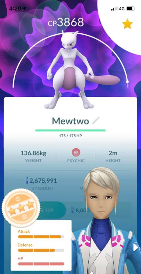 Pokemon GO Account Trade: Mewtwo With Legacy Shadow Ball (2400+ CP) For PVP Ultra League 3 thumbnail image
