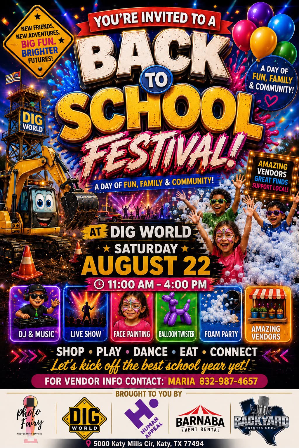 Dig World Katy, TX vendor market on August 22, 2026