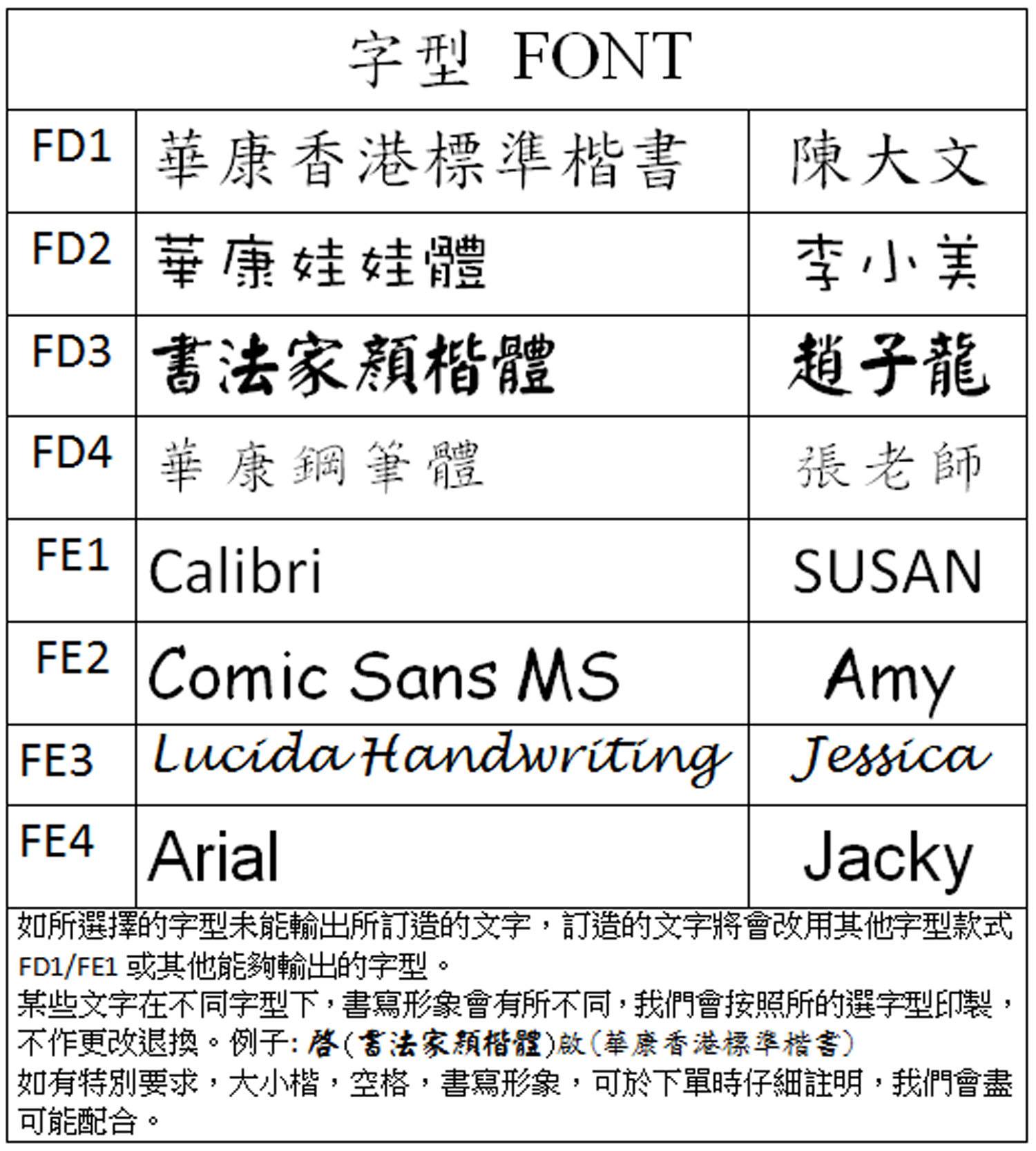 字型樣式 FONT - 姓名貼紙工作室 Namestickerworkshop