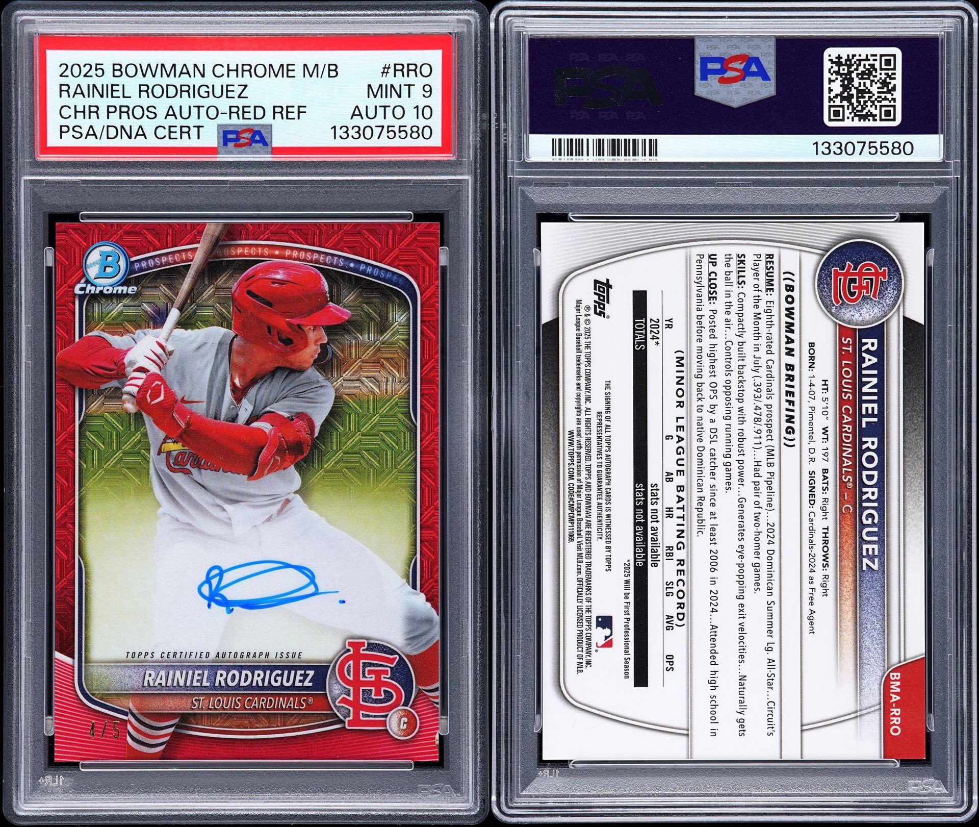Rainiel Rodriguez 1st Orange Refractor Auto /25 PSA 10 