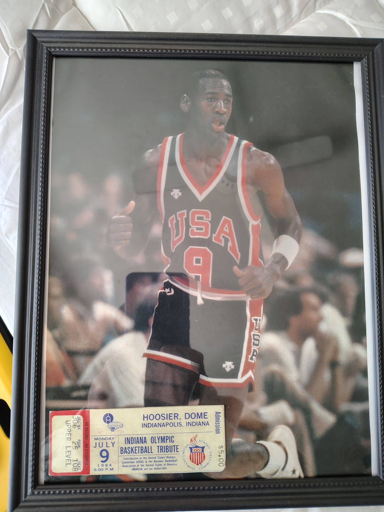 1984 Hoosier Dome ticket stub with Michael Jordan