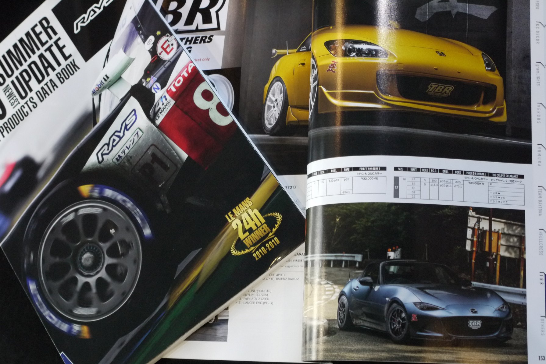 2019後期版RAYS総合カタログとロードスターブロスVol16にTBRブランドの 