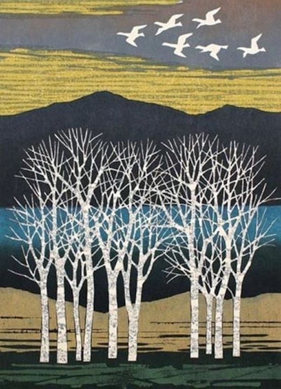 Fumio Fujita (Japanese, born 1933) Bird in Tree 1963 woodblock