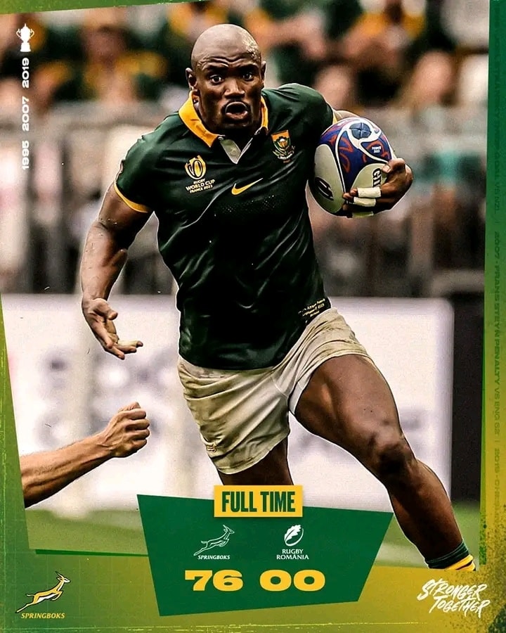 World Cup Rugby Results South Africa beat Romania 76 - 0
