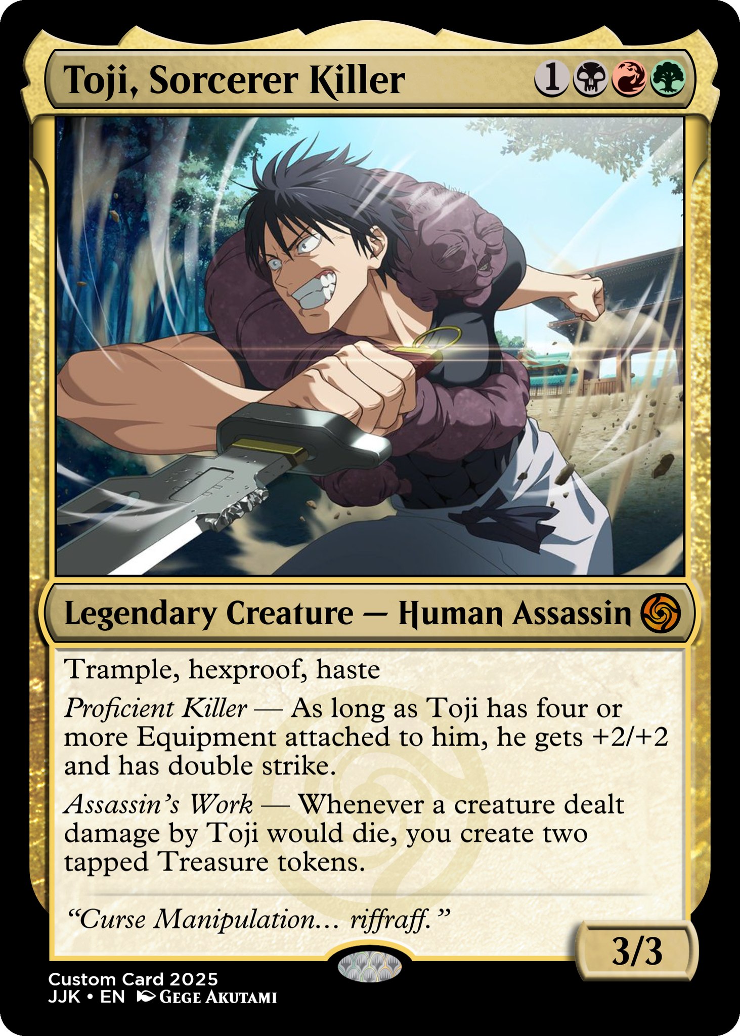 jjk mtg cards Jujutsu Kaisen Custom Commander Deck (Digital Download)  100 Card  ElkoyTCG-Academy Toji Fushiguro custom card redesign