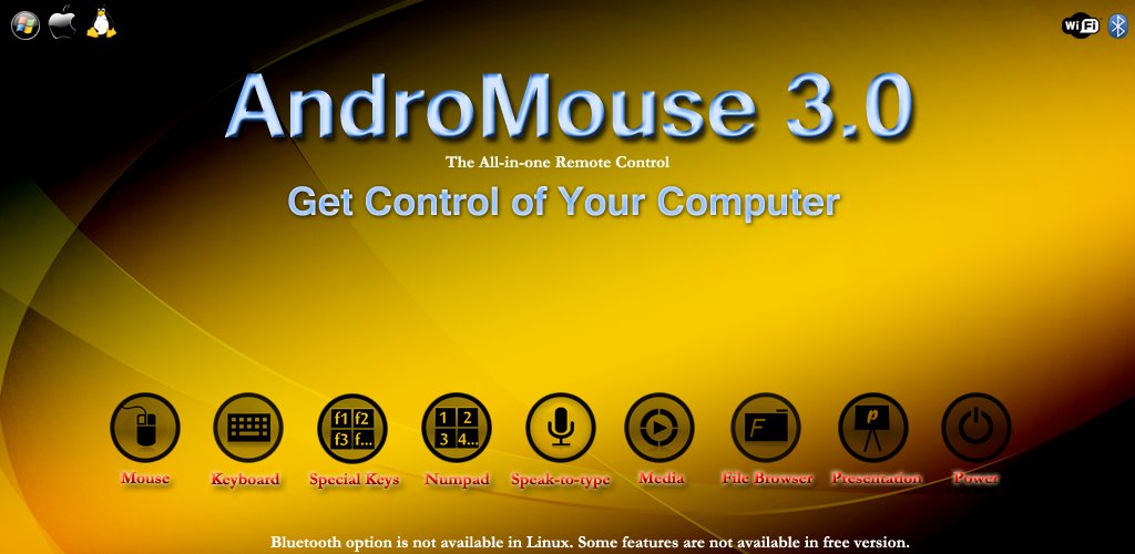 AndroMouse - wireless mouse and keyboard for your pc and mac