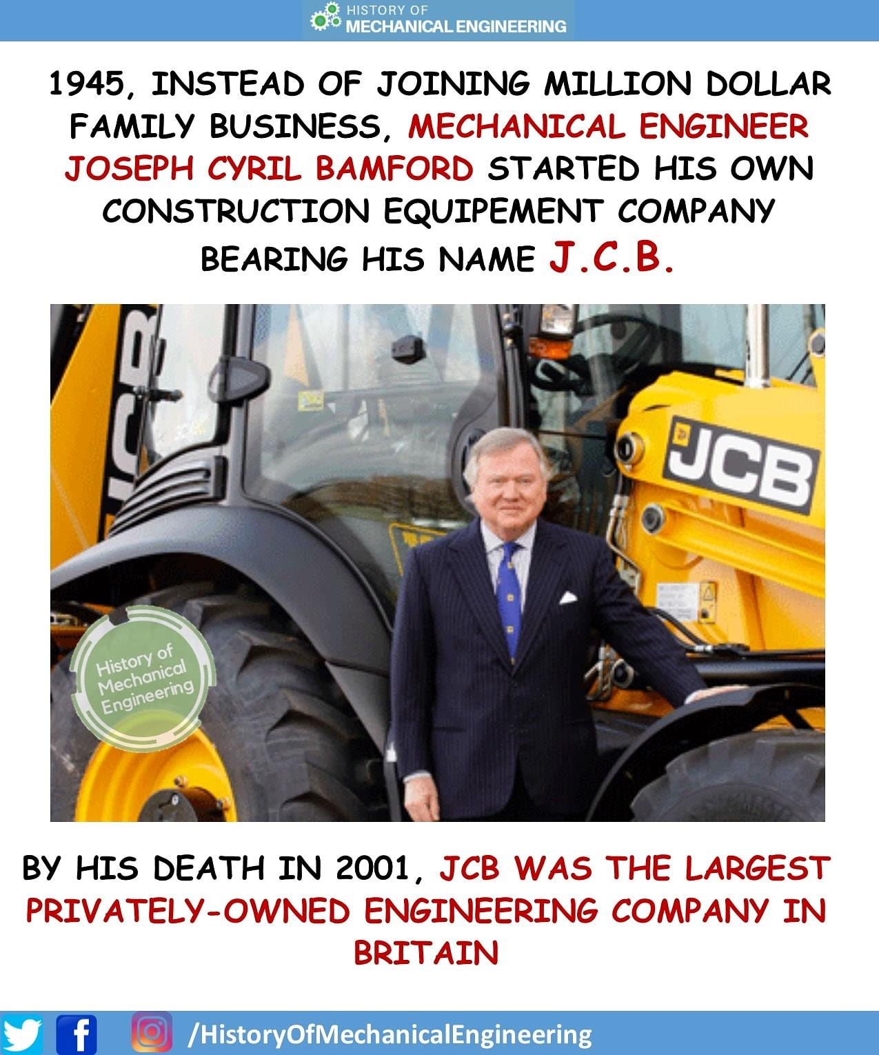 🙏🙏 Founder of JCB, an... - History of Mechanical Engineering | Facebook