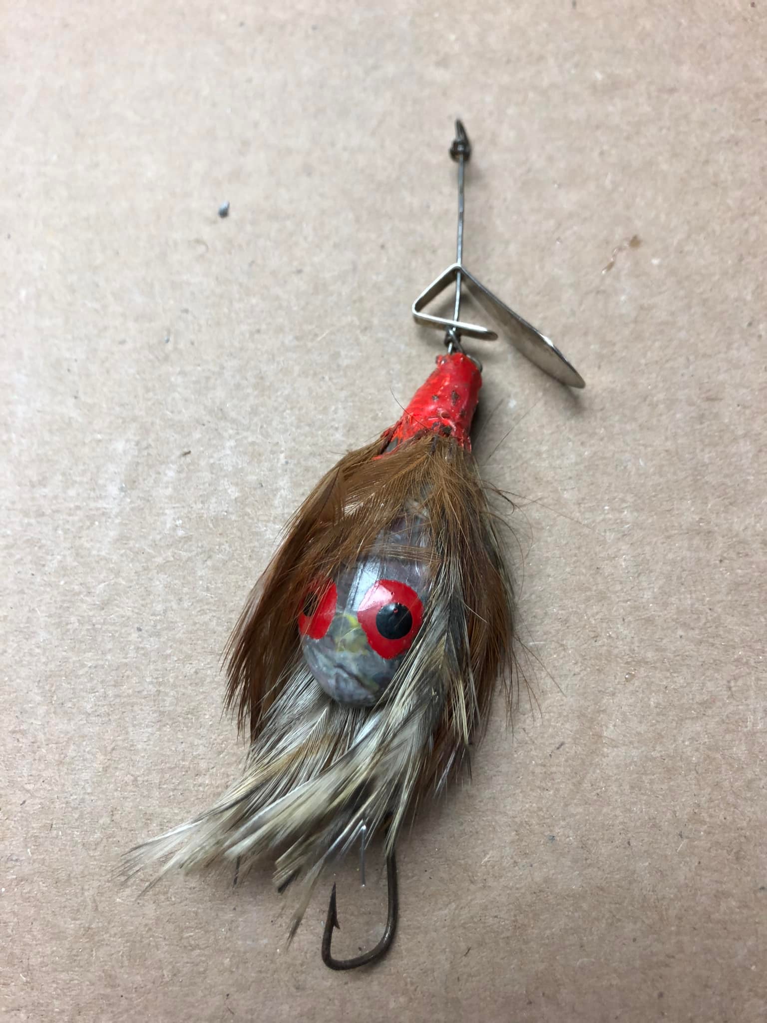 antique kentucky red wing fishing lure Bait Co Gold Scale Wings Flutter Fish In Box Vintage Heddon River Runt Spook
