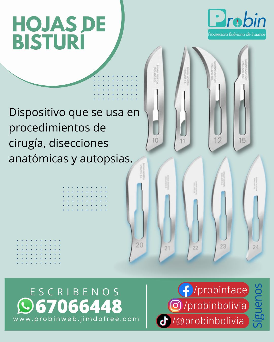 Probin Bolivia - ‼️LLEGARON LAS NUEVAS HOJAS DE BISTURÍ Y...