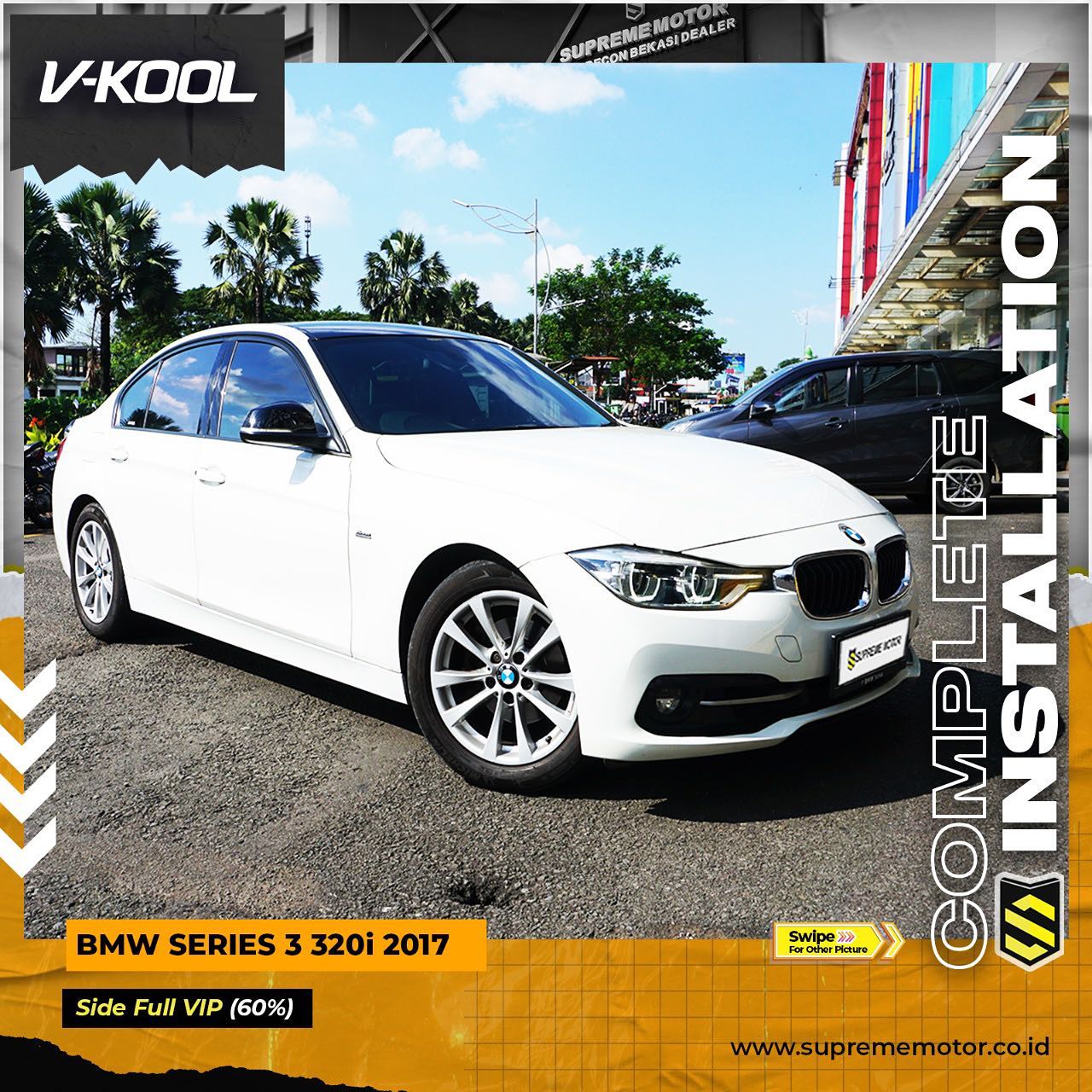 SupremeMotor - Dengan VLT 15%, kaca film V-KOOL VIP...