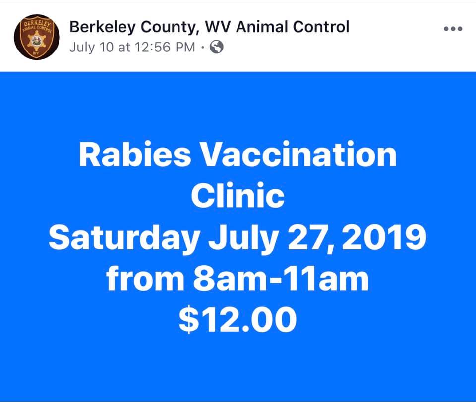 Rescue Me WV - Rabies Vaccine Clinic Berkeley County... | Facebook