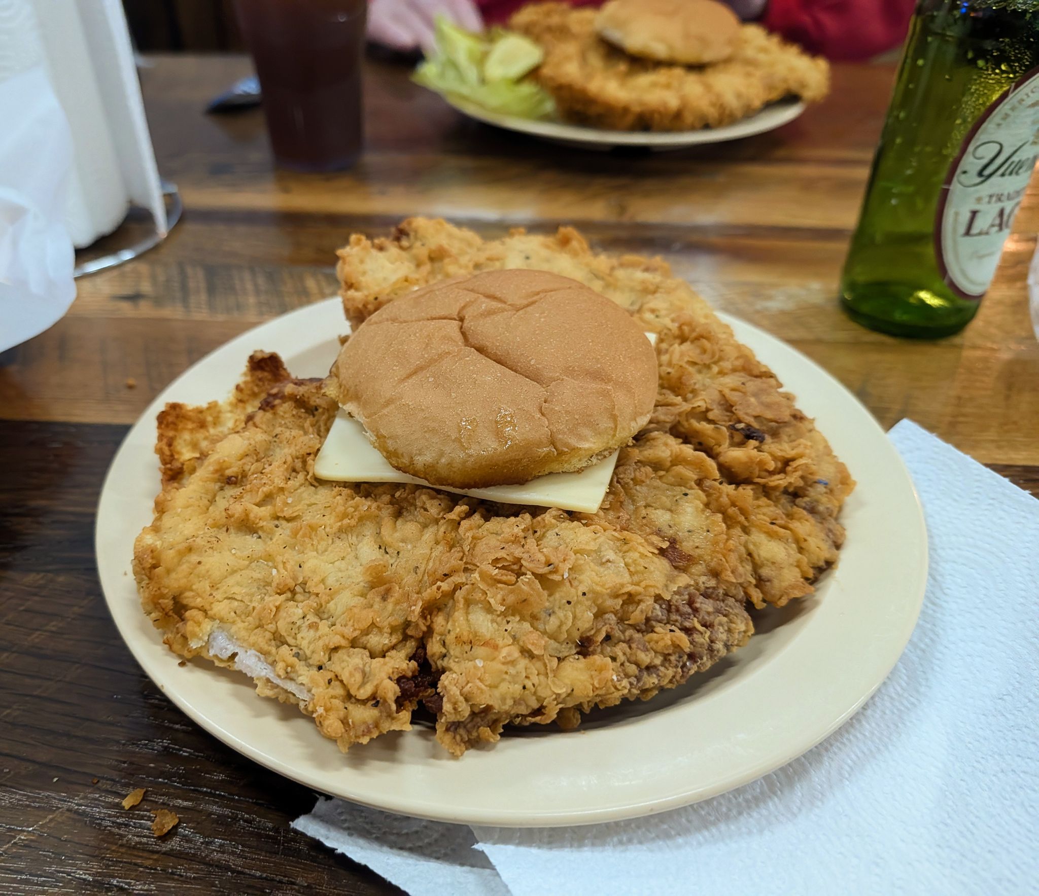 Delicious hand pounded pork tenderloin at Haps Honkeytonk