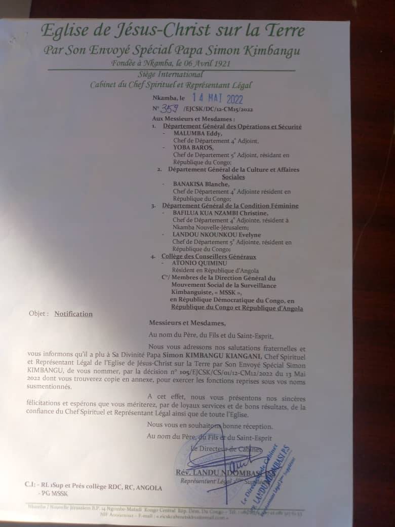 MSSK Sécurité de l'église Kimbanguiste Officiel 