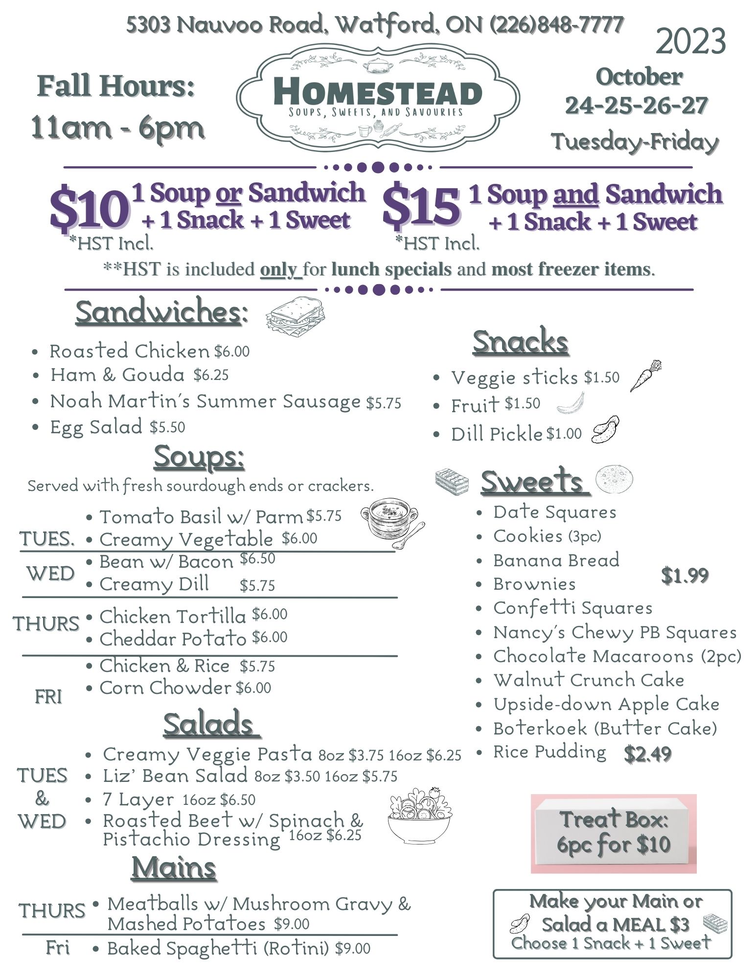 Homestead - Good Morning! Here is the menu for this week. We will have ...