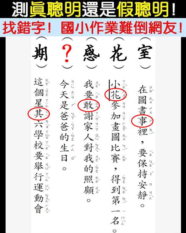 這個不讚對不起我的良心 - 找錯字！國小作業難倒網友！測真聰明還是假聰明！ 👉👉👉...