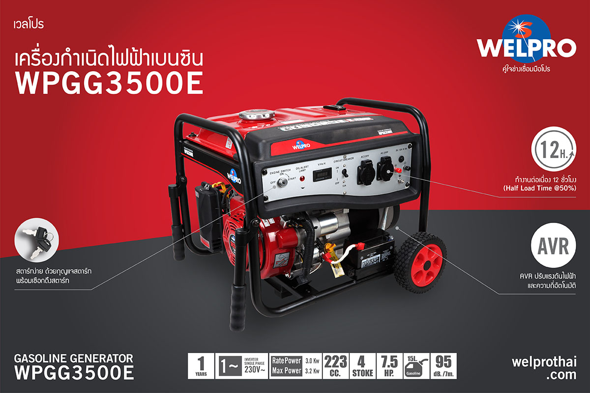 Welpro เวลโปร - เครื่องกำเนิดไฟฟ้าเบนซิน รุ่น WPDG3500E... | Facebook