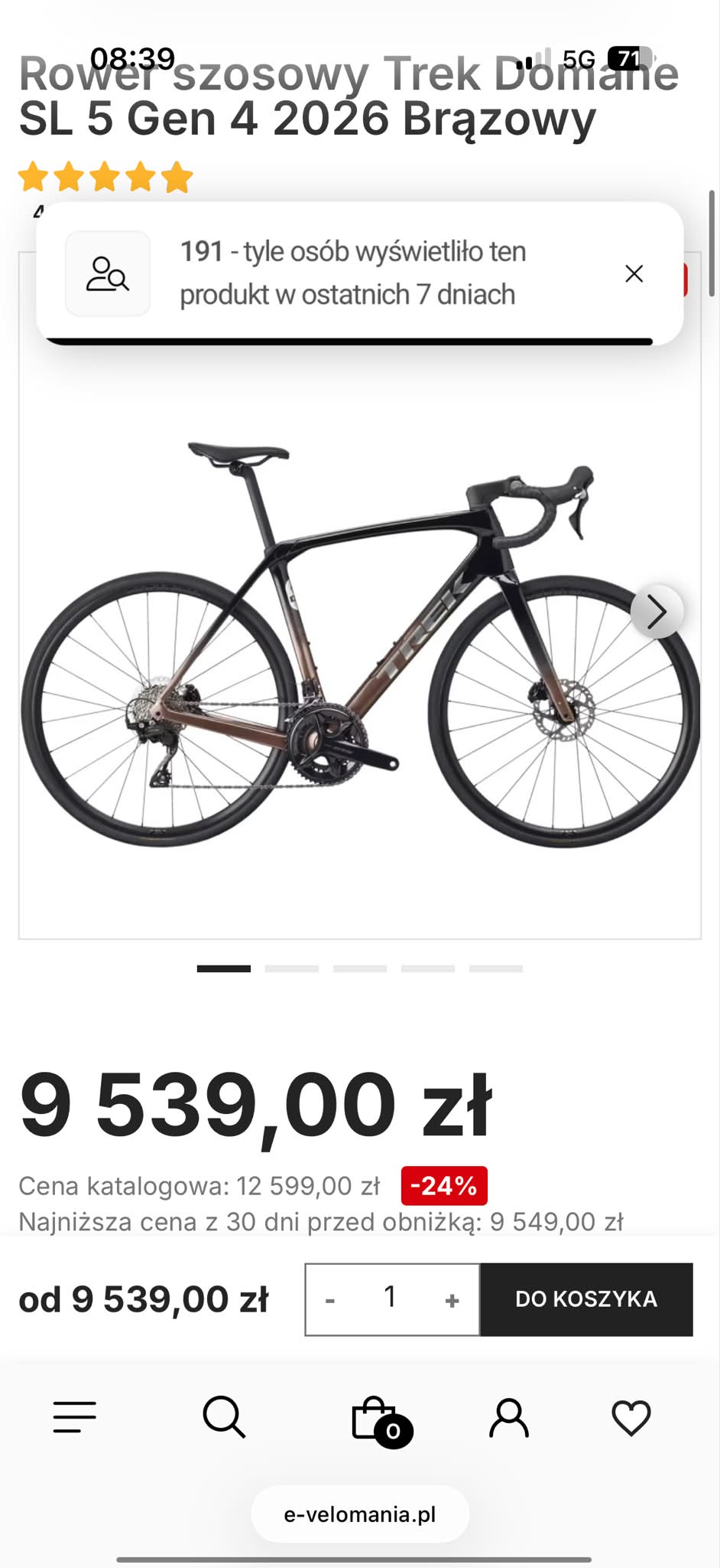 Will a size 52 Trek Domane SL5 work for a 5'8