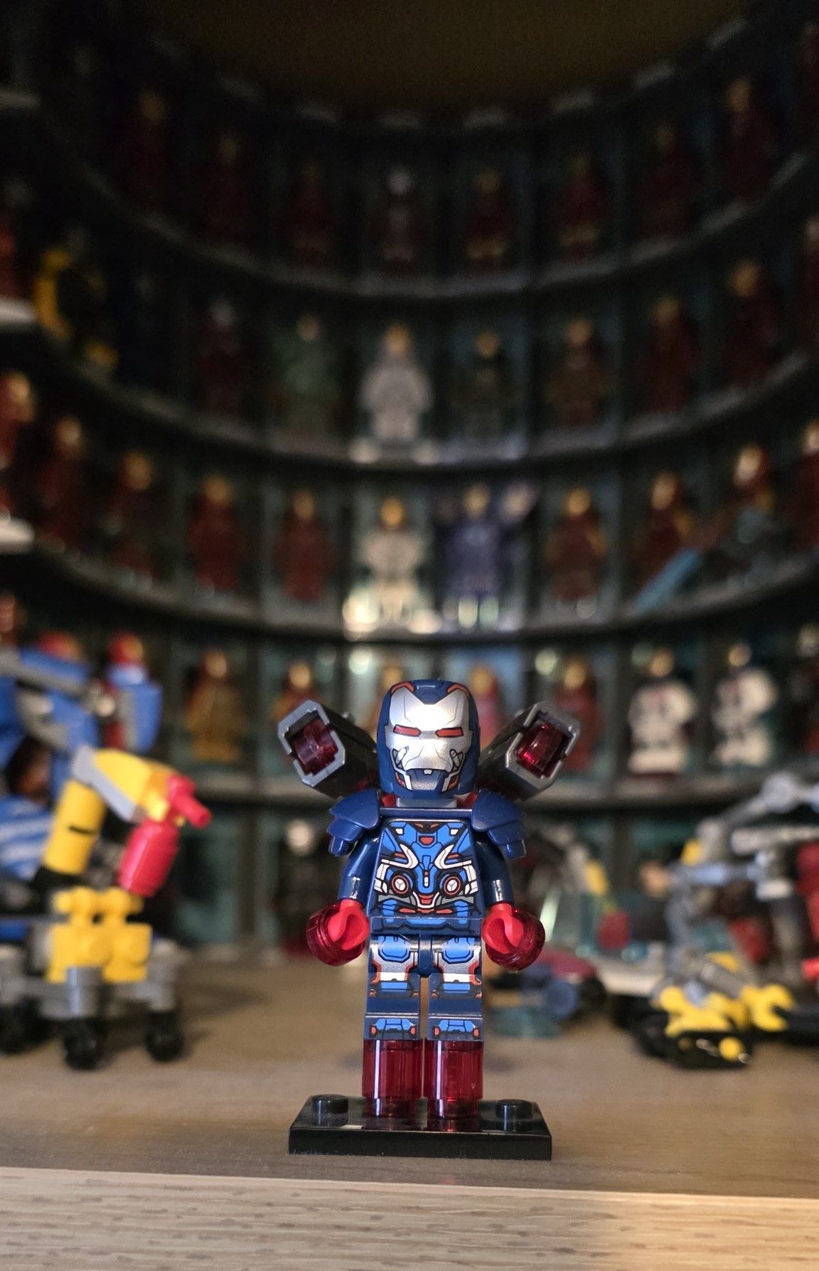 War Machine Lego figure with dark blue pauldron