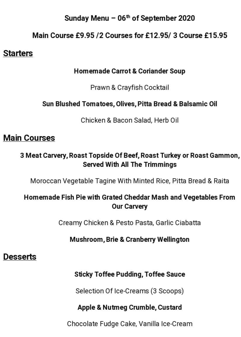 Raggalds - Our Sunday menu for tomorrow. We are still... | Facebook