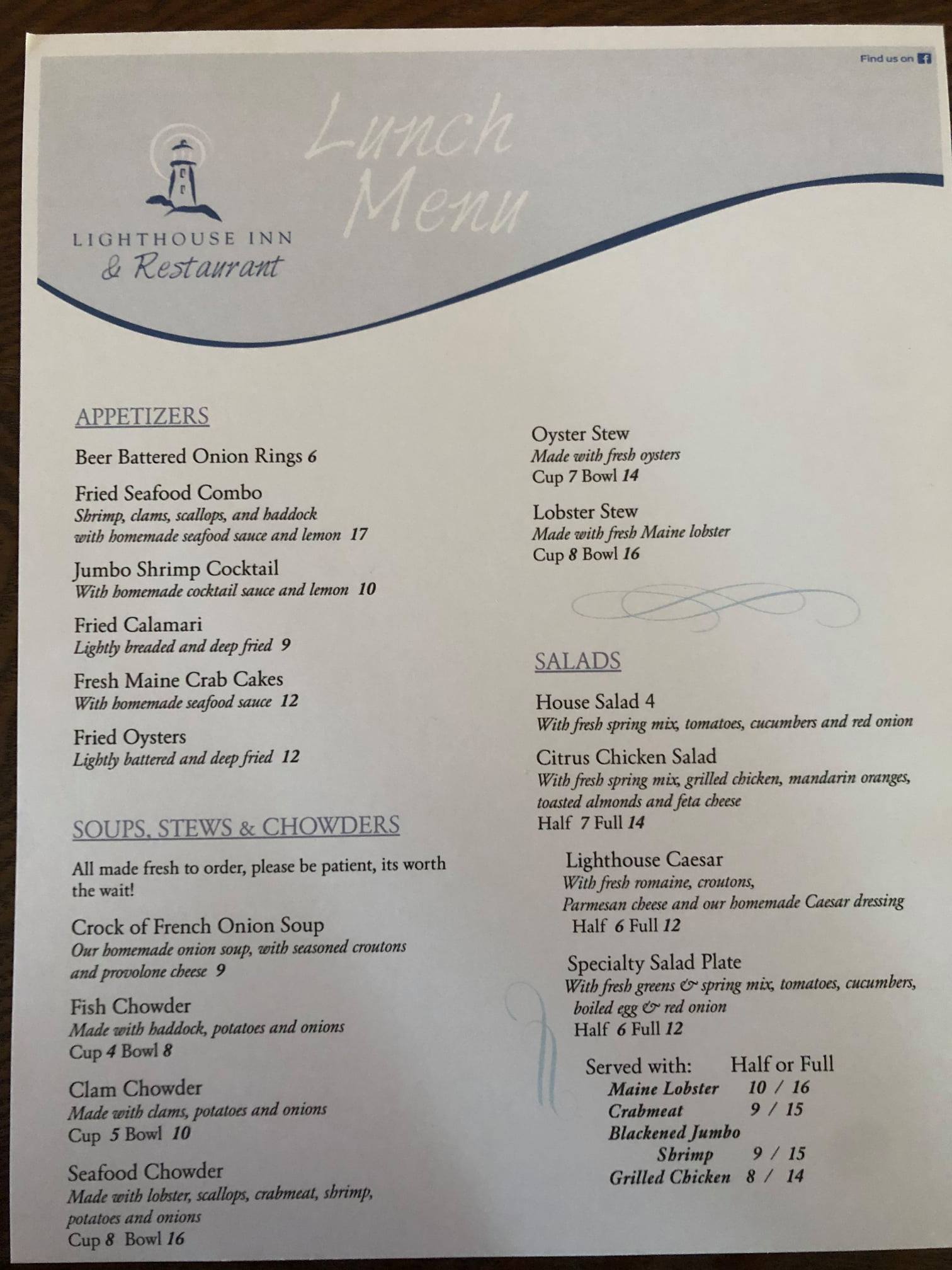 Here are our breakfast,... - Lighthouse Inn & Restaurant