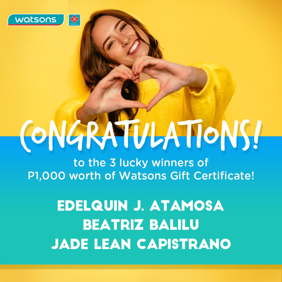 Watsons - Congratulations to the lucky winners of P1,000... | Facebook