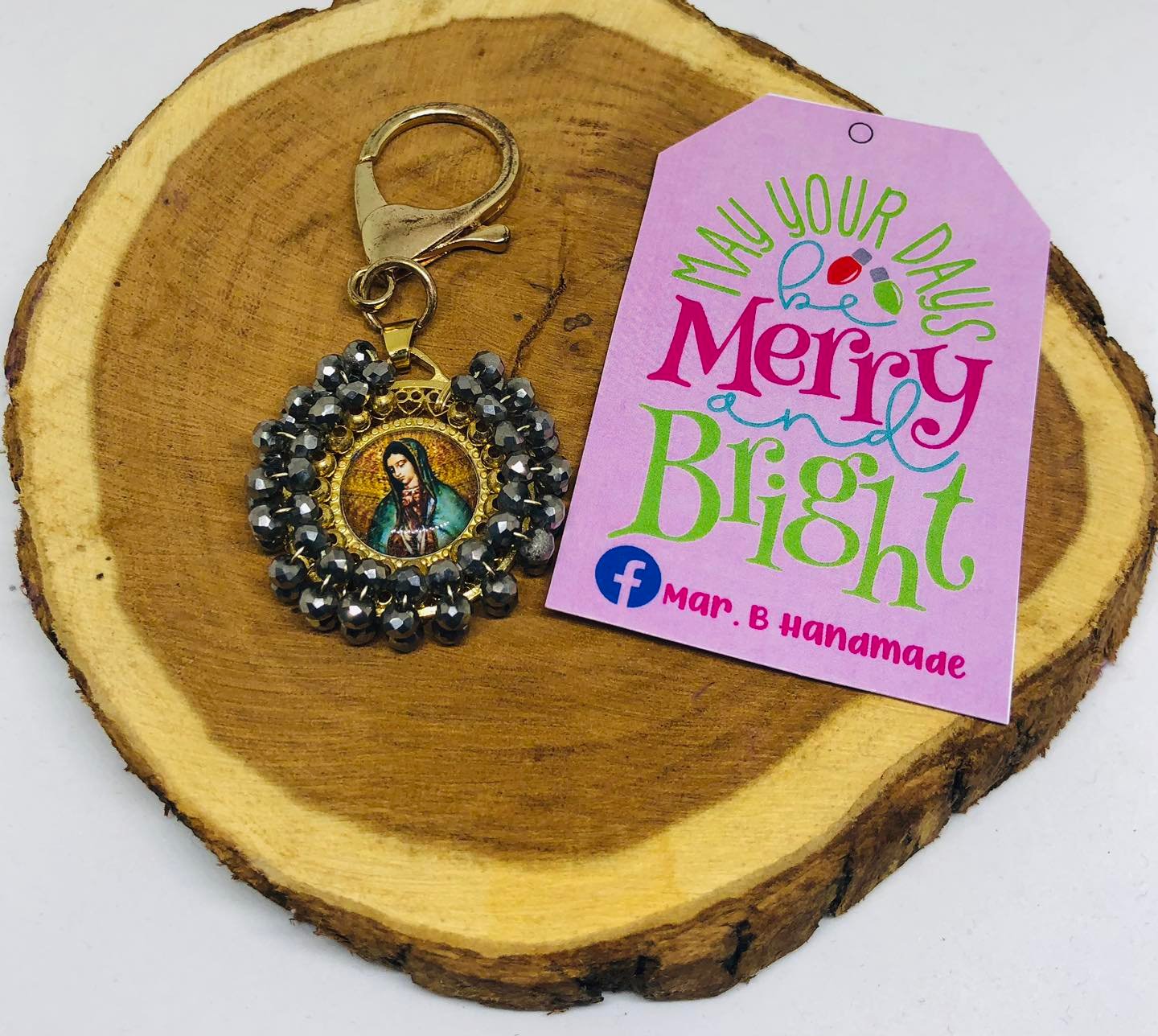 Mar•B Handmade - Llavero con Medalla de la Virgen de...