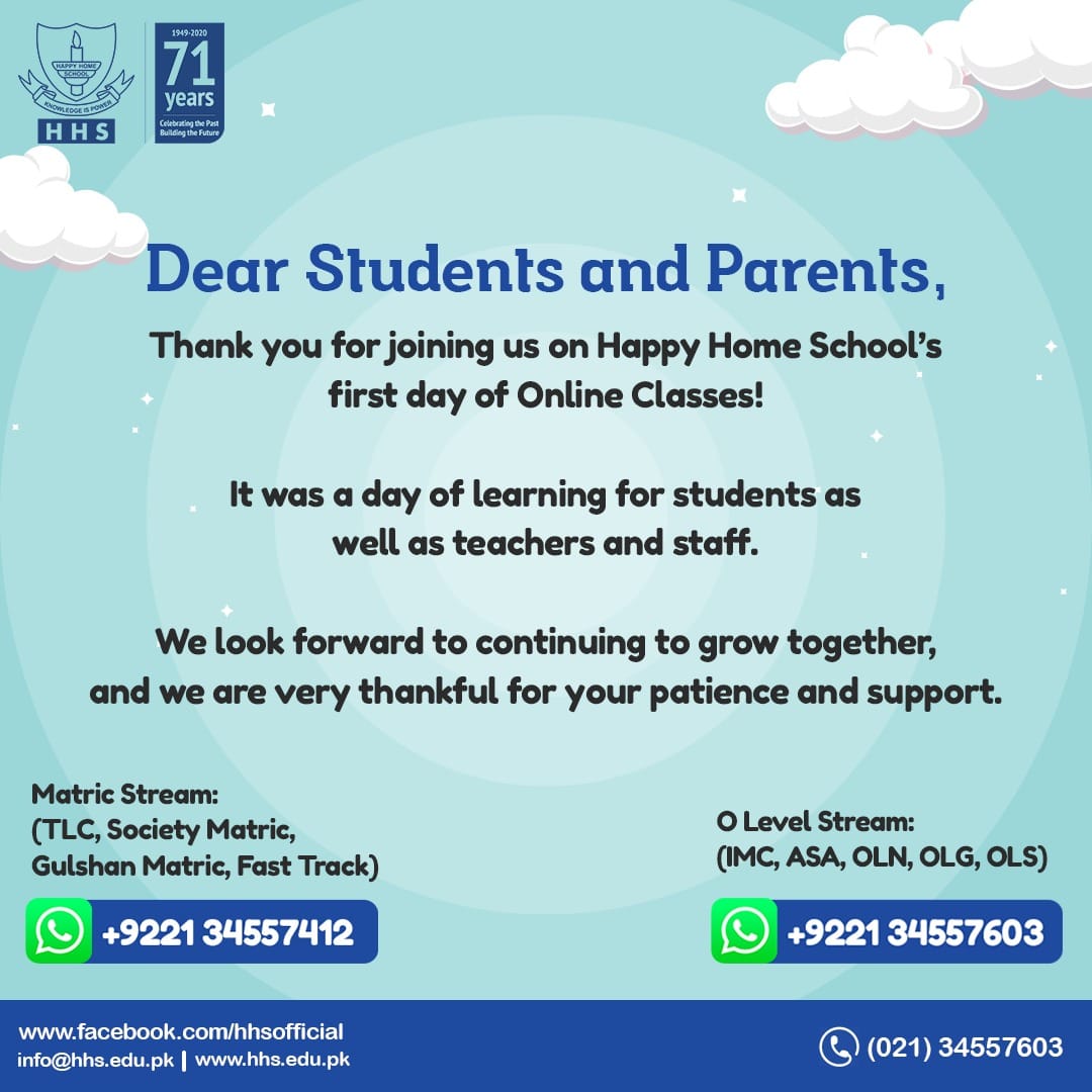 Dear Students and Parents, Thank you... - HHS School System | Facebook