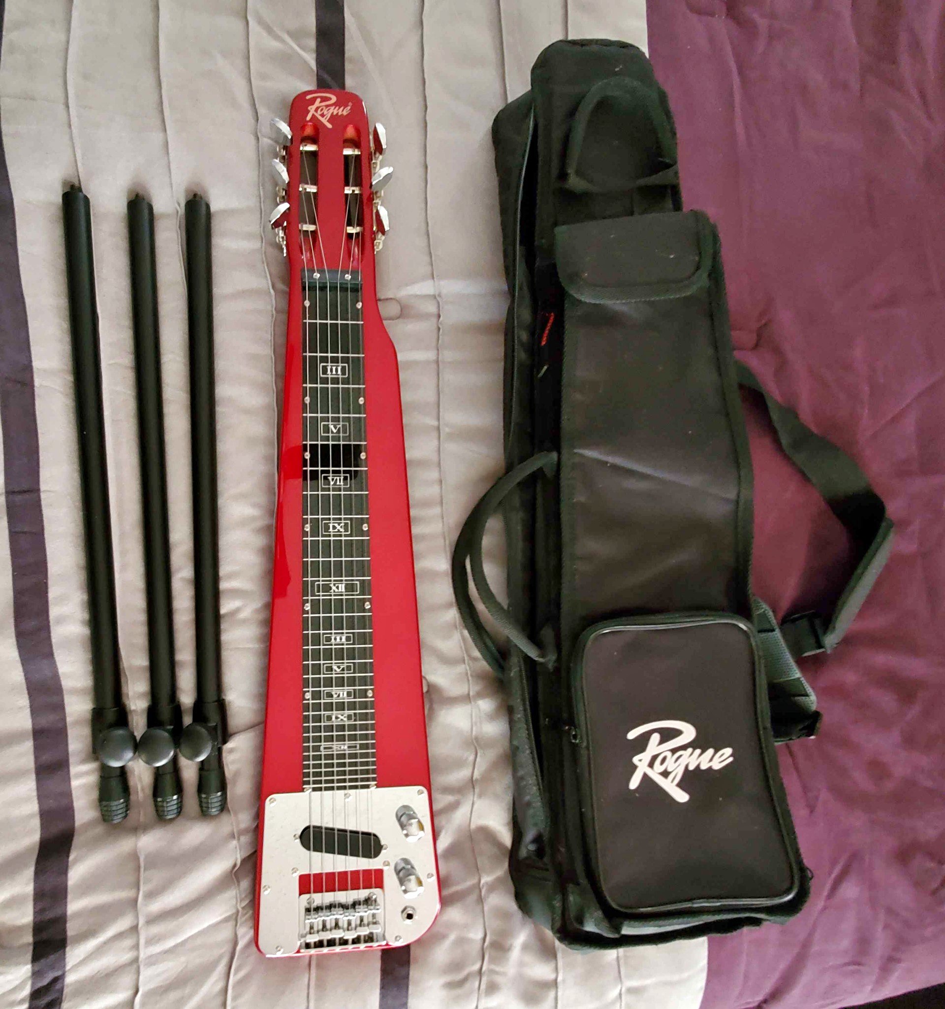 Rogue RLS1MRD Lap Steel Guitar with stand, gig bag, and slide Metallic ...