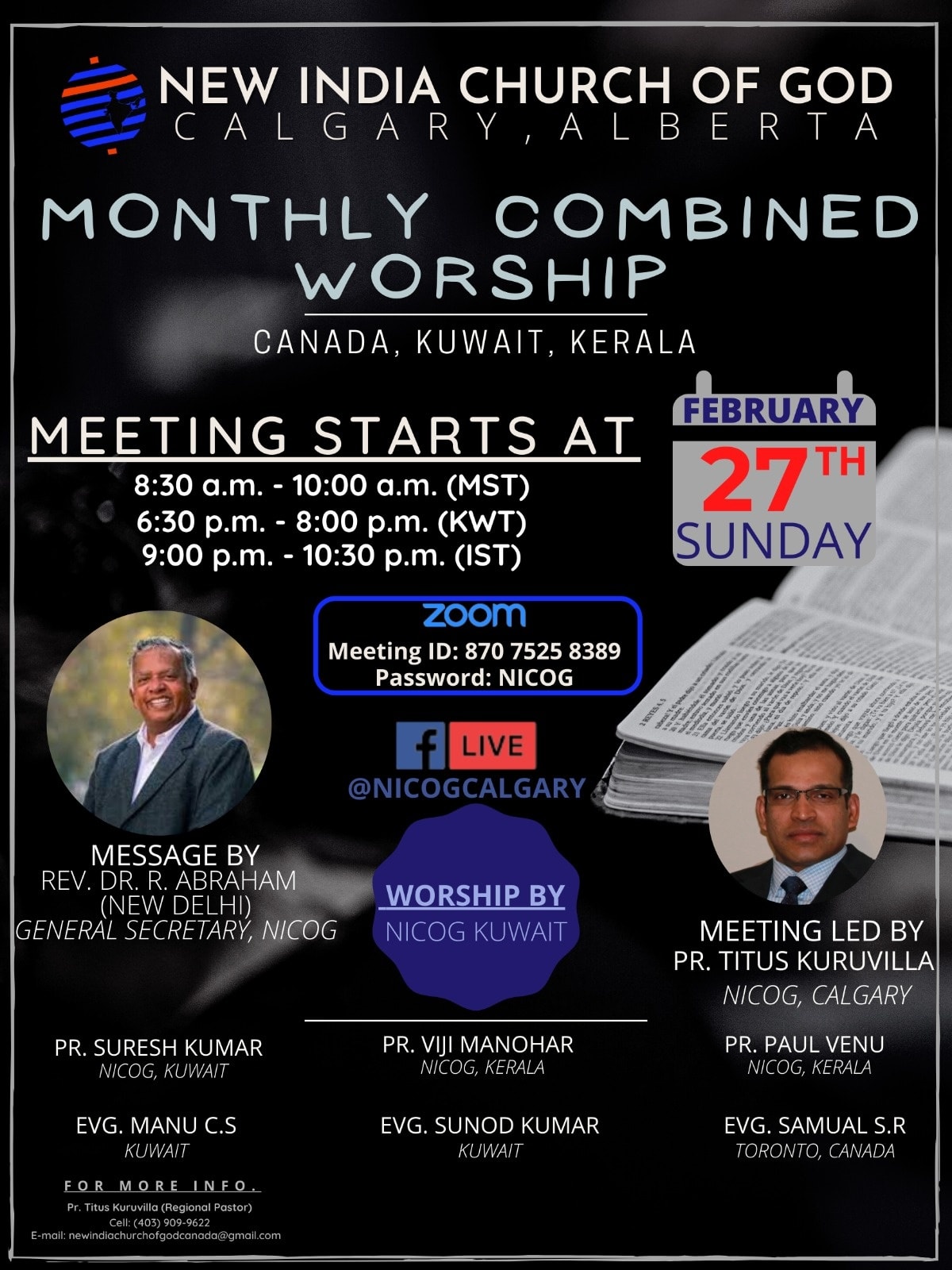 NICOG Kuwait - NEW INDIA CHURCH OF GOD is inviting you to...