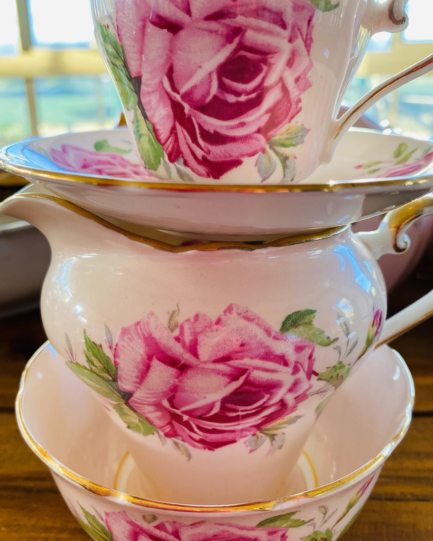 Aynsley bone china dish with cabbage rose pattern by J.A. Bailey