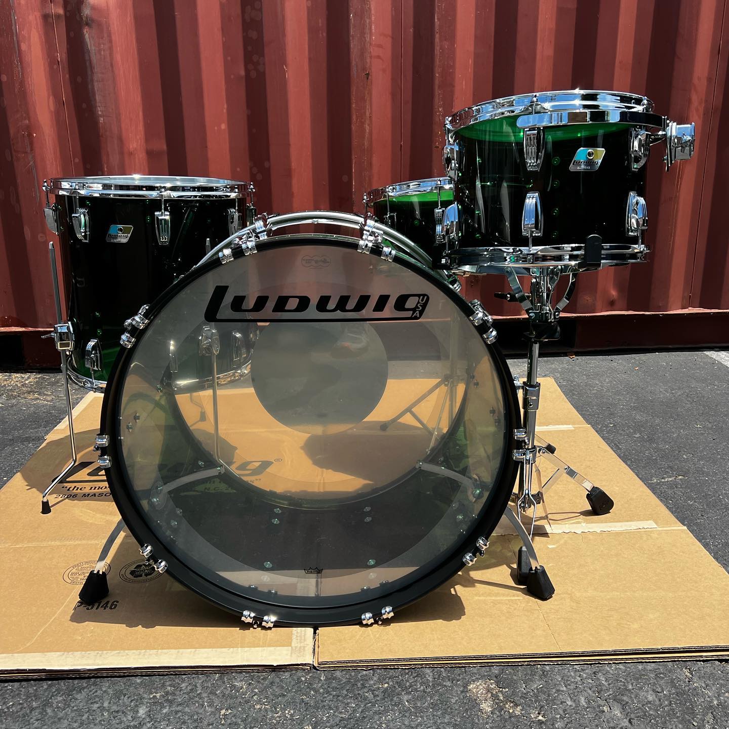 $3508 Ludwig 50th Anniversary Green 4pc Pro Beat Vistalite drum 