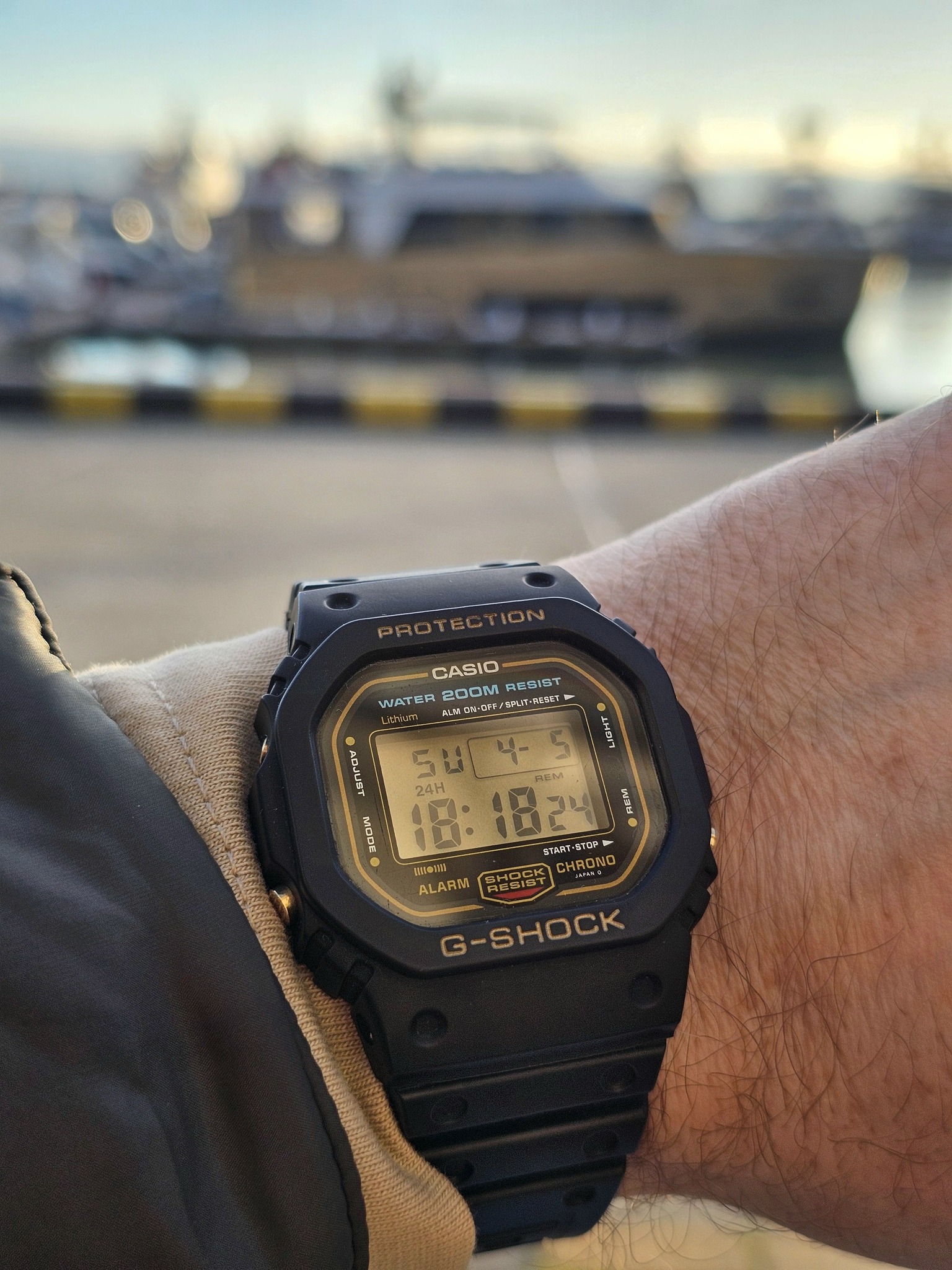 DW-5600C-9V watch with replaced strap and bezel