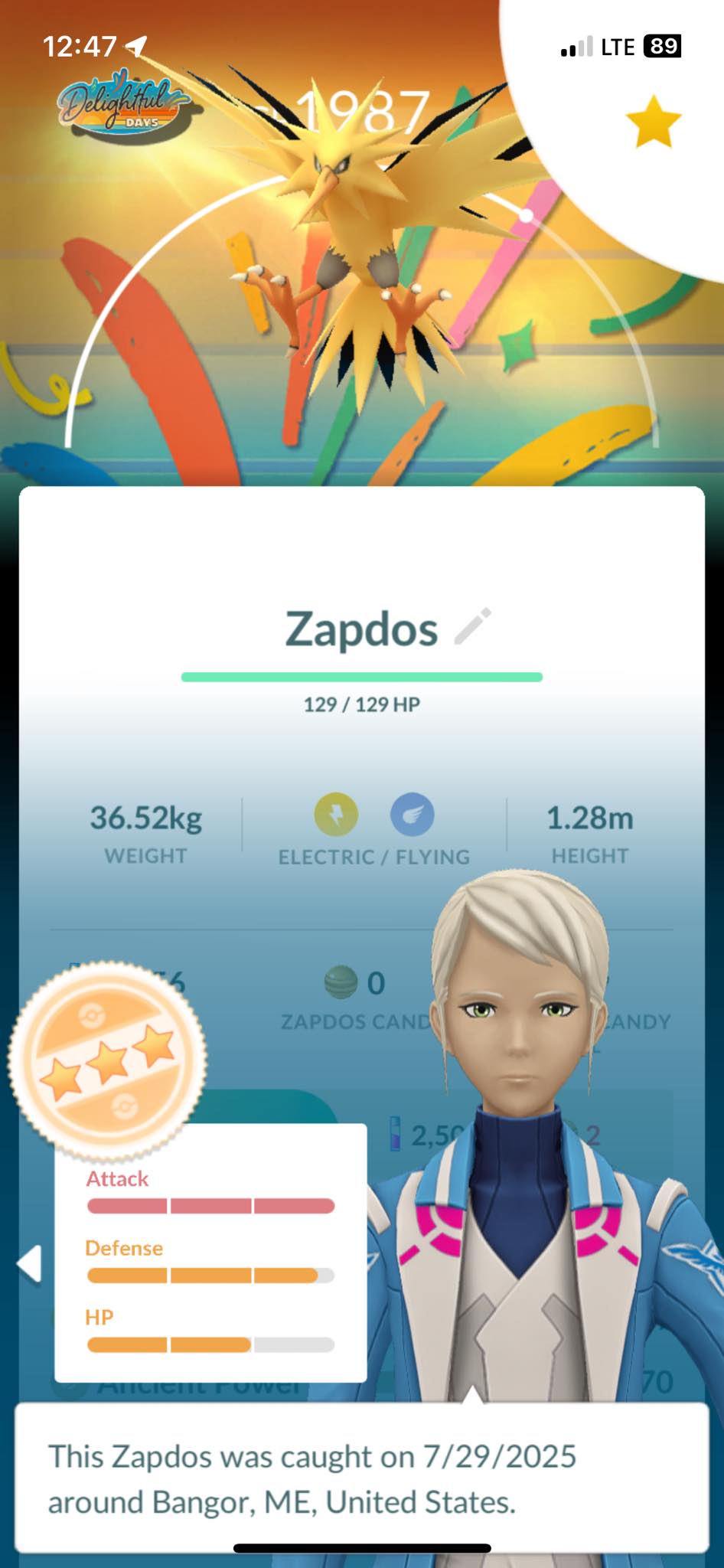 SHINY LEGENDARY ZAPDOS For Pokemon GO - NON REGISTERED - IOS/Android