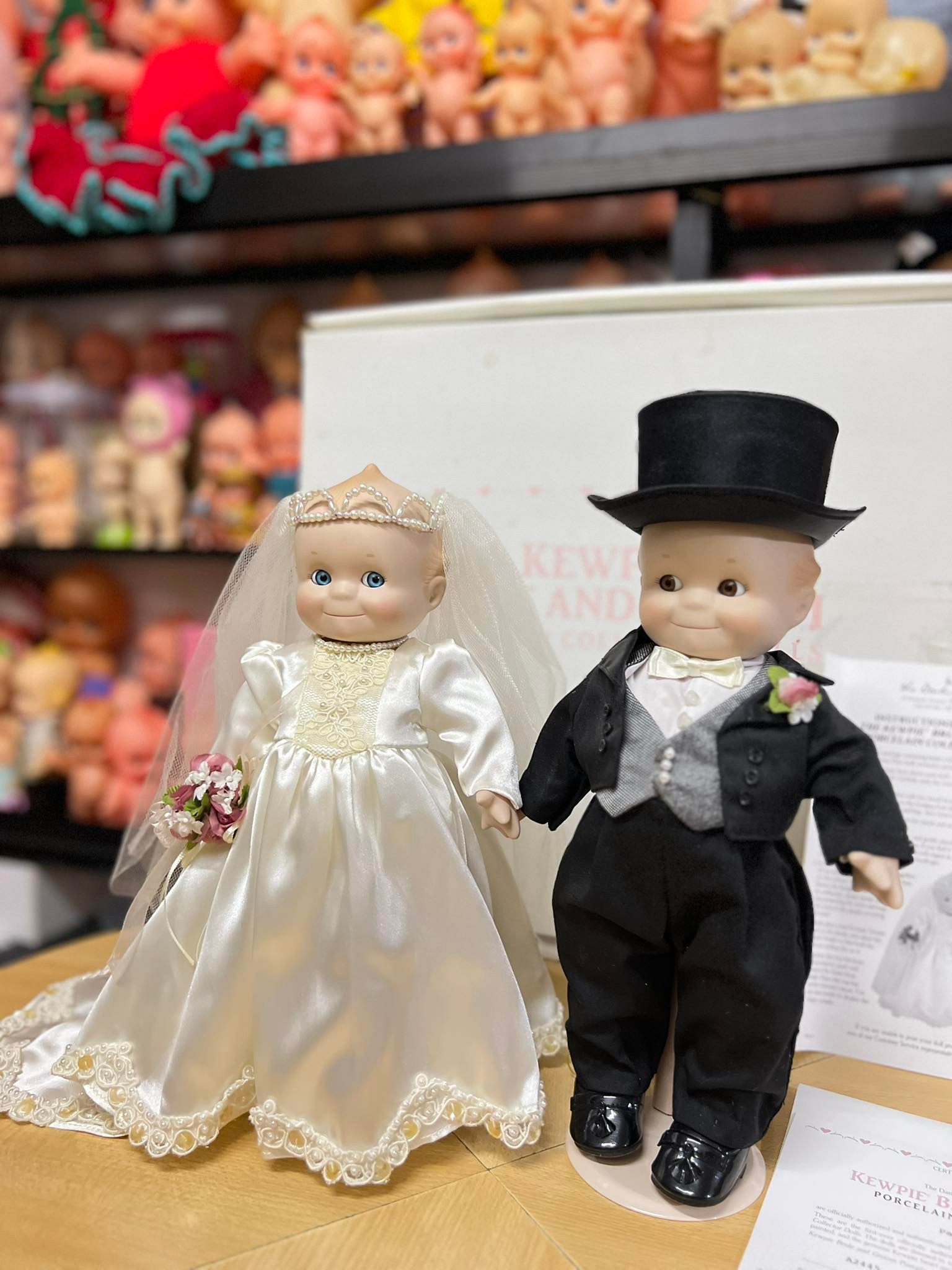 Vintage Kewpie Bride and Groom Porcelain Dolls